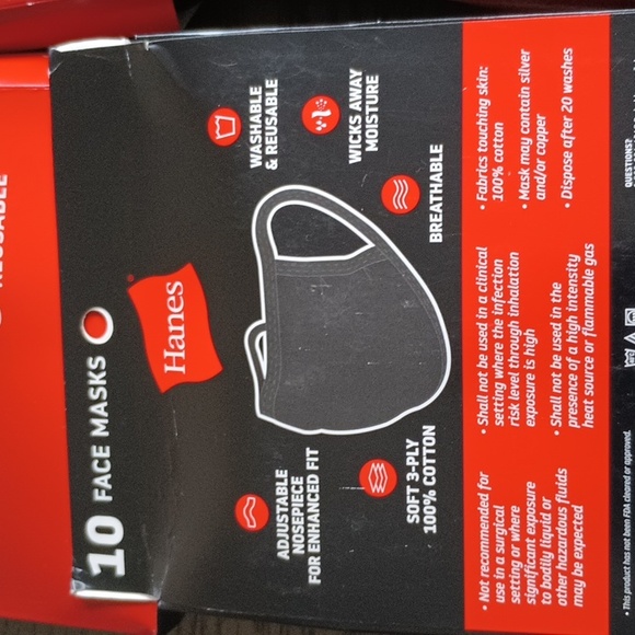 45 Hanes 100% Cotton Black Face Masks 40 Adult Size and 5 Kid's Size NWT - Picture 5 of 6